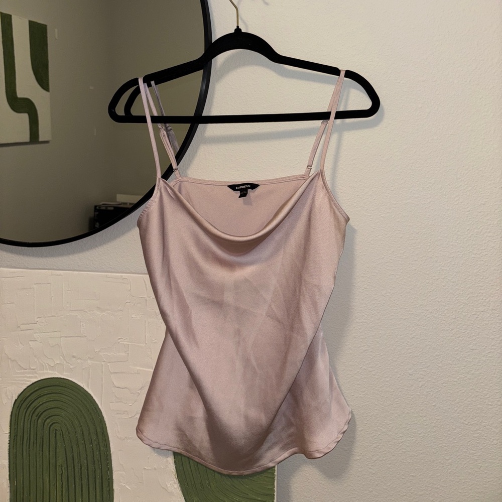 Express Blush Satin Cowl Neck Camisole